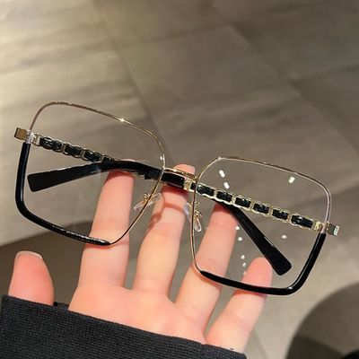 大框素颜眼镜框架显瘦韩版个性配近视有度数平光镜防辐射抗蓝光潮