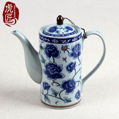 虎匠 景德镇陶瓷茶壶 复古青花瓷泡茶壶 神灯壶 家用中式茶具套装