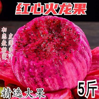 【高品质】3/5斤海南红心火龙果大果红肉新鲜水果当季热带整箱