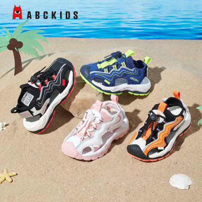 Abckids儿童凉鞋男童2023夏季新款包头凉鞋女童时尚一脚蹬沙滩鞋