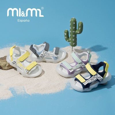 m1m2西班牙童鞋夏季闪灯凉鞋魔术贴休闲鞋中小童软底耐磨沙滩鞋子