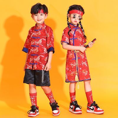 六一儿童演出服旗袍汉服啦啦队嘻哈街舞中国风唐装国潮走秀表演服