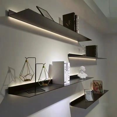 铝合金置物架书房客厅卧室创意LED发光书架现代简约墙面隔板架子