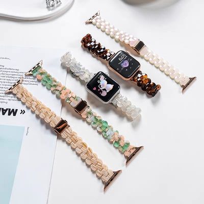 iwatchS9表带苹果applewatch8高级树脂6543SE女表带透明小众创意