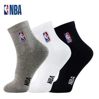NBA袜子男篮球袜子女休闲黑白纯色袜薄款夏季运动袜长筒中筒正