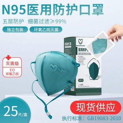 普元N95口罩一次性医用级5层舒适独立包装不勒耳耳戴透气防护口罩