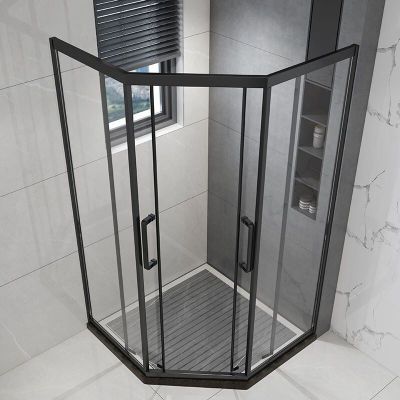 钻石型淋浴房玻璃隔断隔断推拉式玻璃移门洗澡不锈钢干湿分离移门