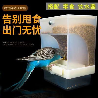 鹦鹉自动喂食器下料器防溅鸟食盒防撒喂鸟器鸟用谷壳分离自动食槽