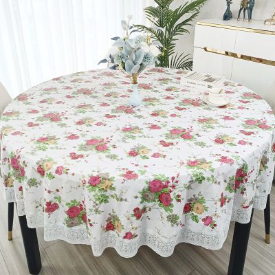 加厚加绒大圆形餐桌布圆台布家用酒店餐厅圆形桌布防水防油免洗