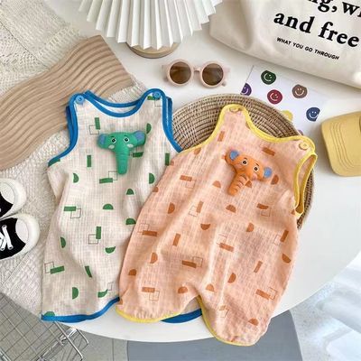 婴儿夏季薄款衣服宝宝连体衣纯棉透气三角哈衣空调服可爱儿童睡衣
