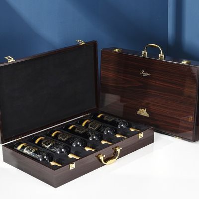 六支黑檀高档钢琴烤漆木盒,红酒礼盒轻奢商务高档空盒,通用定制