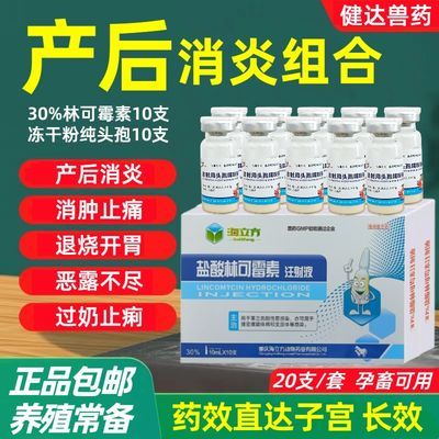 产后消炎组合兽药兽用猪牛羊消炎药益母产后康林可霉素混合纯头孢