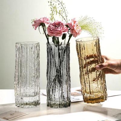 加厚ins风网红极冻冰川花瓶玻璃 透明插花瓶玫瑰鲜花客厅餐桌