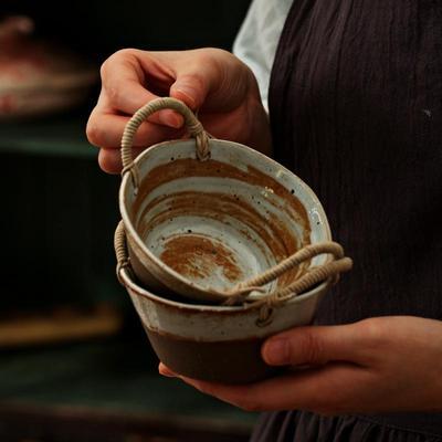 象有秘密 景德镇迷你粗陶绳编小碗陶瓷碗家用商用小盅碗冰淇淋碗