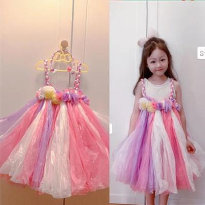 儿童环保时装秀服装幼儿园亲子走秀公主裙diy制作塑料袋表演服装