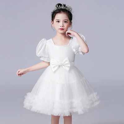 女童连衣裙夏装2024新款小女孩洋气白色公主裙夏季儿童礼服蓬蓬裙
