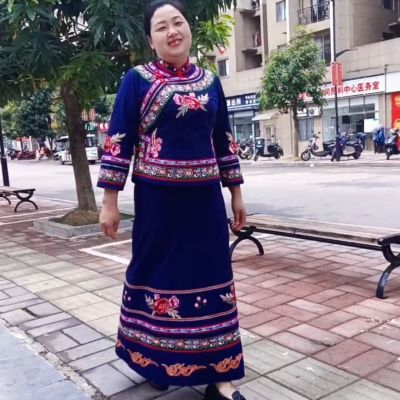修身版民族特色绣花裙名族风传统女款二件套民族服装