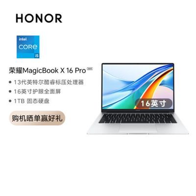 百亿补贴：HONOR 荣耀 MagicbookX16Pro 16英寸笔记本电脑（i5-13500H、16GB、1TB）