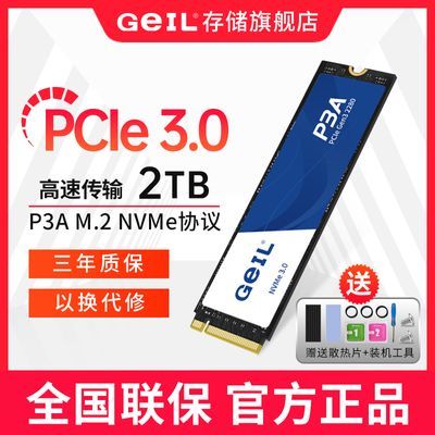 GeIL金邦P3A 2TB固态硬盘M.2 PCIe 3.0 NVME协议接口高速SSD固态
