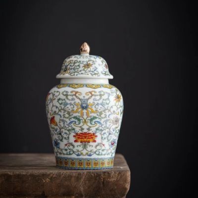 高档珐琅彩陶瓷茶叶罐复古中国风装铁观音红茶密封罐仿古宫廷古典