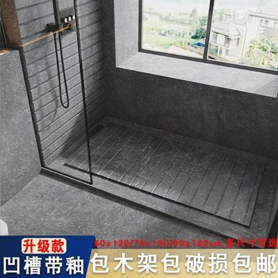 淋浴房防滑石地板石淋浴踏板拉槽瓷砖浴室垫脚石卫生间防滑地砖