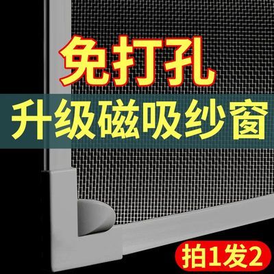 磁吸纱窗网家用隐形防蚊自装简易魔术贴自粘式磁铁纱窗帘免打孔