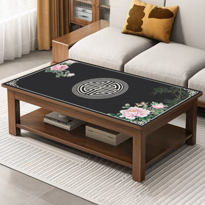 新中式皮革长方形餐桌垫茶几防滑防水油烫免洗硅胶布垫盖可擦耐脏