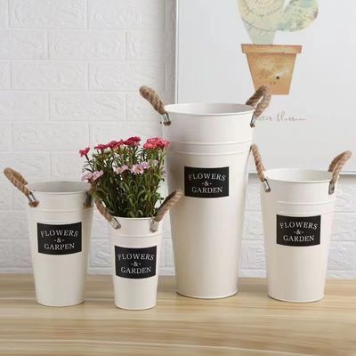 美式铁皮花桶鲜花桶花店创意插花桶客厅干花假花装饰桶家用醒花桶