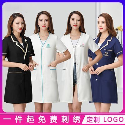 美容师皮肤管理新款美容院工作服女短袖纹绣微整中长袖韩版白大褂