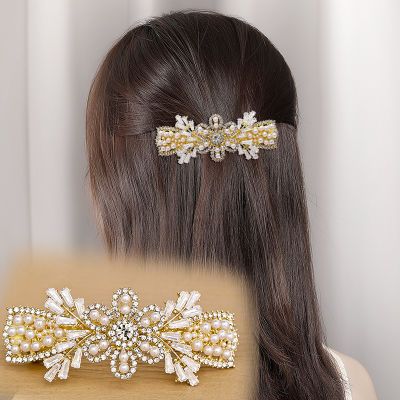 韩系珍珠发卡子后脑勺大号发卡发夹女优雅头饰一字夹横夹气质发饰