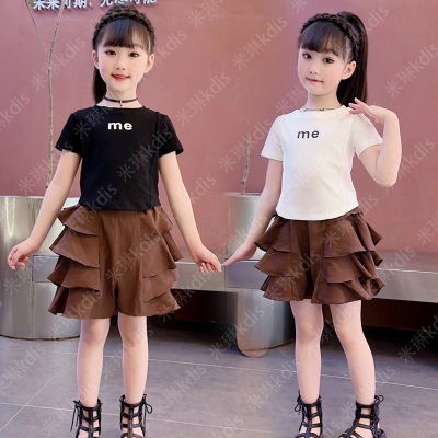 女童套装夏季2023新款儿童洋气短袖短裤时尚韩版女孩裙裤两件