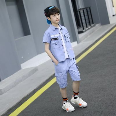 儿童牛仔套装夏季2024新款韩版中大童夏装时尚男童薄款衣服潮童装