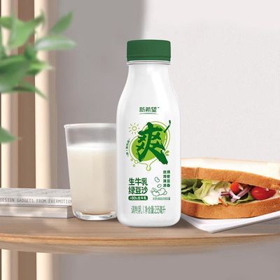 新希望绿豆沙瓶装牛奶绿豆味鲜牛奶255毫升5/10瓶装