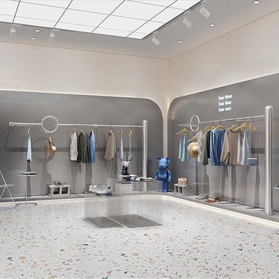 不锈钢拉丝服装架挂墙女装男装落地式上墙挂衣架架服装服饰美式