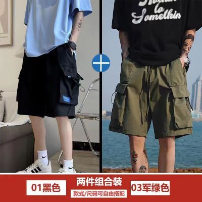 工装短裤日系复古裤子男1/2件港风韩版潮流短裤男胖子五分裤学