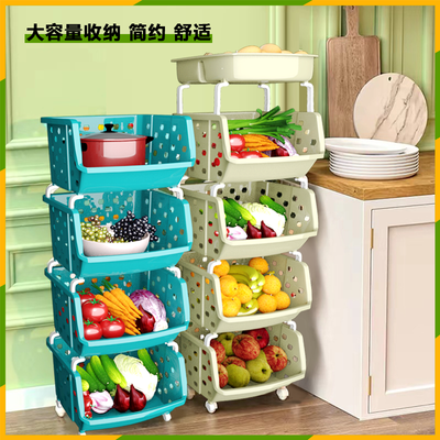厨房置物架蔬菜架落地多层零食玩具小推车架子家用果蔬菜篮子