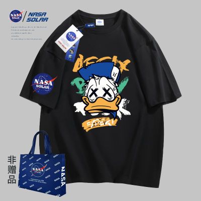 NASA官方联名款2023年夏季新款背包熊纯棉短袖情侣T恤学生半袖潮