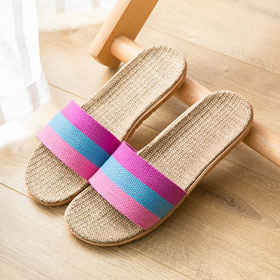 【买一送一】亚麻拖鞋女士新款夏季室内木地板防滑静音男居家情侣