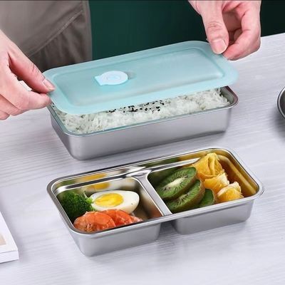 韩式盒子食品级不锈钢饭盒长方形保鲜盒通用内胆户外零食收纳餐盘