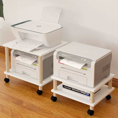 打印机置物架桌下可移动两层放置架桌底落地支架带滑轮复印机架子