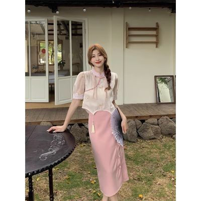 新中式国风套装奶fufu轻奢高级感上衣粉色半身裙两件套女3102