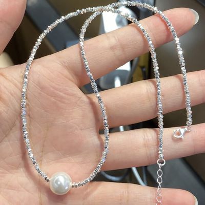 小红书同款碎银子珍珠s925银项链高级感小众设计轻奢高级感锁骨链