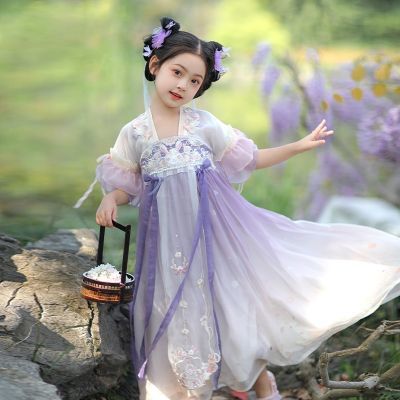 汉服儿童女夏季薄款裙子女孩超仙古装新款女童中国风唐装连衣裙