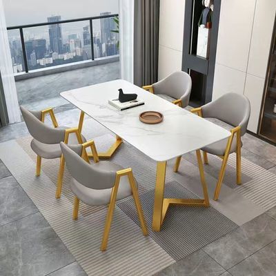 意式轻奢岩板餐桌椅组合现代简约家用小户型吃饭长方形桌子椅子