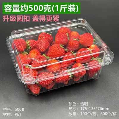 一次性水果盒一斤装蔬盒塑料透明有孔长方形草莓樱桃果切有盖保鲜