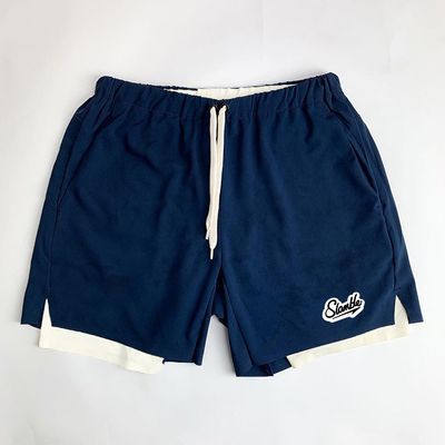夏季新款美式双层假两件篮球短裤男训练健身运动跑步中裤带内衬