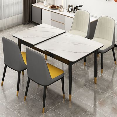 岩板餐桌家用小户型现代折叠实木伸缩带电磁炉餐桌椅组合餐桌推拉