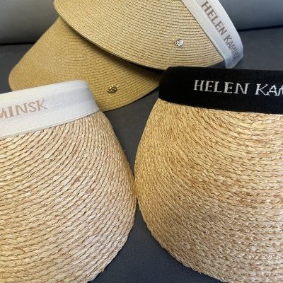 日本新款Helen拉菲草帽空顶帽沙滩度假防晒防紫外线编织遮阳