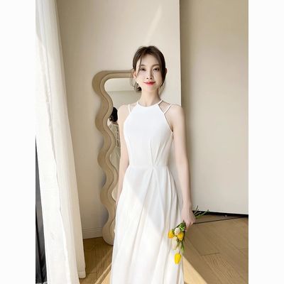 新娘晨袍订婚敬酒礼服2023新款白色吊带旅拍轻婚纱聚会派对姐
