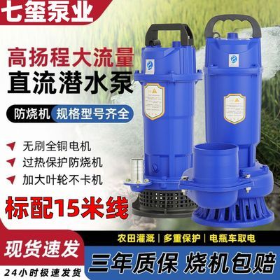 无刷直流潜水泵48v60v72v伏通用农用浇地灌溉电瓶车电动